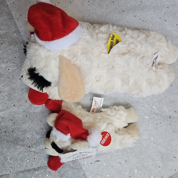 Lamp Chop Christmas Santa Hat  Dog Toy LOT OF 2 PLUSH TOYS SQUEAKY NWT NEW - Picture 2 of 16